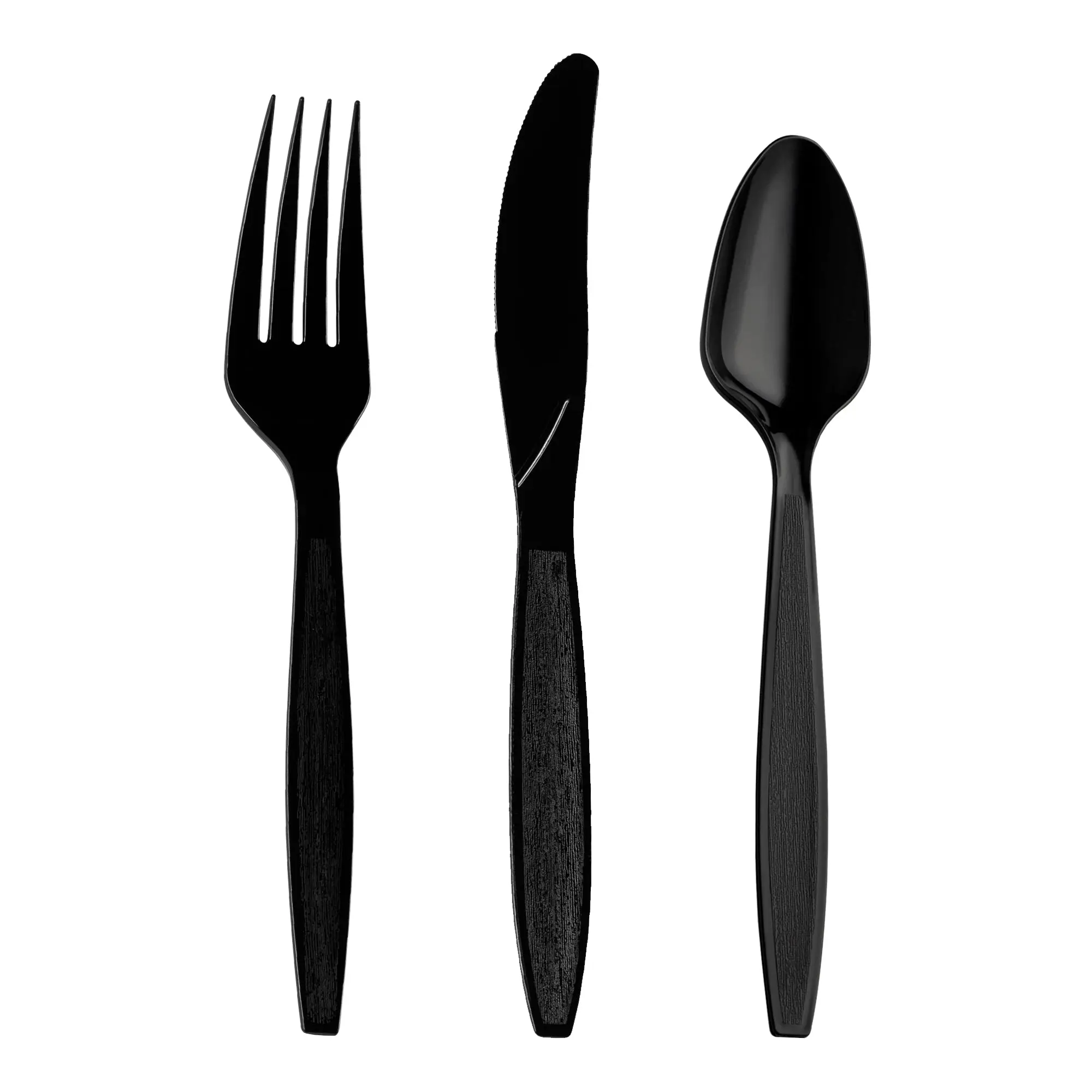 Black Disposable Plastic Cutlery Set