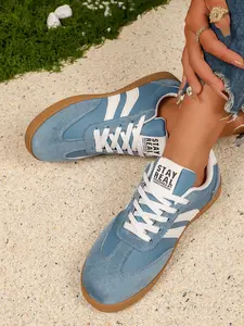 Vintage Trainer Sneaker Shoes for Women, Patchwork Flat Walking Sports Shoes, Soft Casual Style, Versatile Fashion, All Seasons, Round Toe, Rubber Sole, Textile Sneakers, Trendy Walking Sneakers