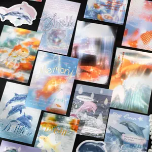 120 retro sticker pack featuring goldfish, dreamy scene patterns, text themes, vintage style, coated paper material with adhesive, suitable DIY journal decoration, scrapbooking, notebook embellishments