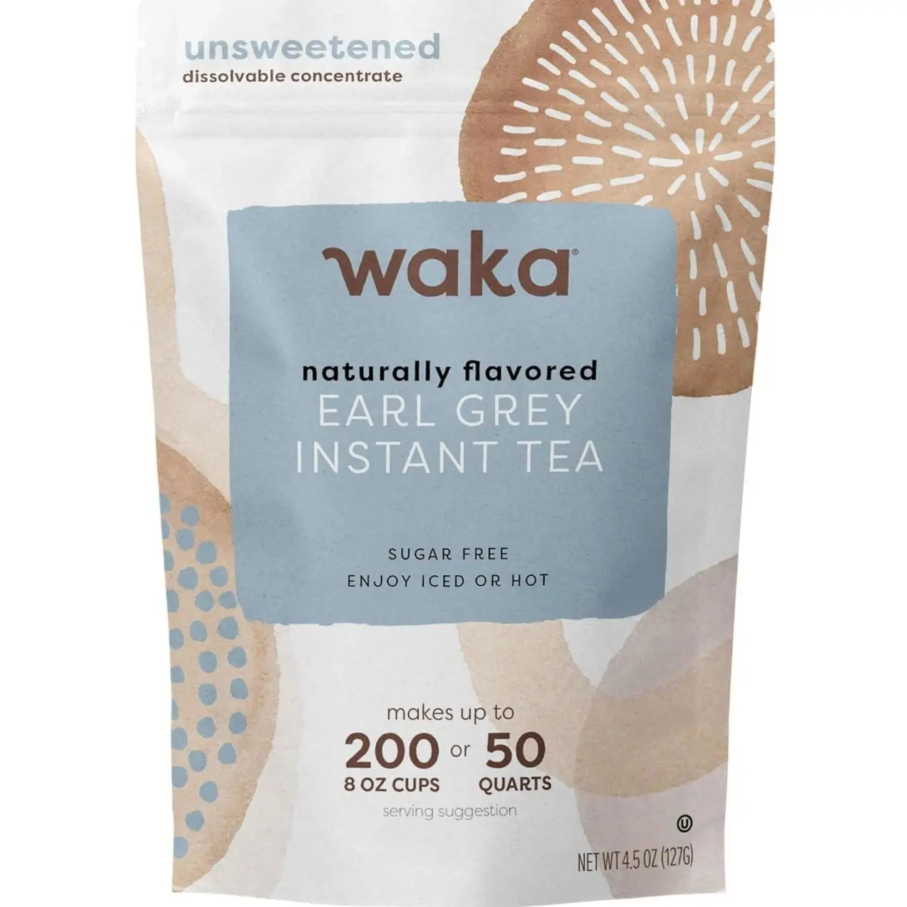 Waka Instant Black Tea Mix, Earl Grey - Black Tea and Pleasant Bergamont Flavor, Unsweetened Powder for 50 Quarts or 200 Cups – Easy and Quick Hot or Iced Teas
