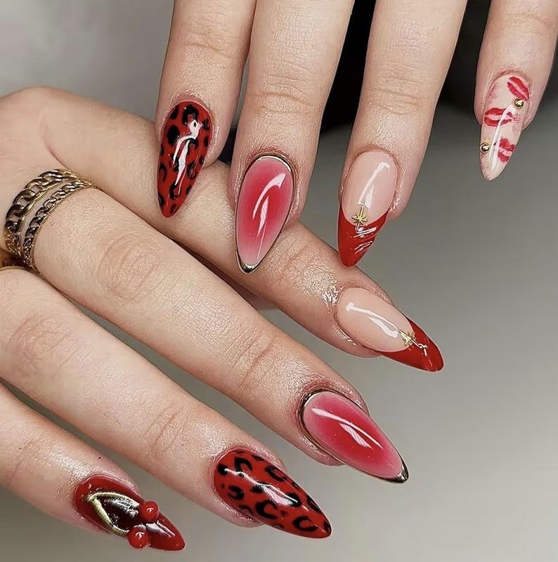 Valentines Press on Nails Medium Almond Fake Nails
