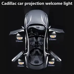Cadillac Iron Shell LED Welcome Lights Upgrade HD Shield Projection Compatible with Ct5 Xt5 Xt6 Night Door Opening Ceremony Car Door Light