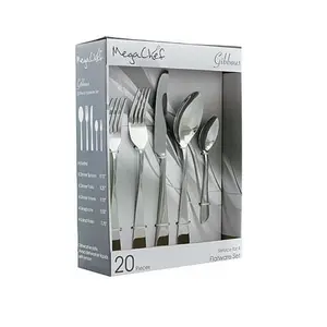 MegaChef Gibbous 20 Piece Flatware Utensil Set, Stainless Steel Silverware Metal Service for 4 in Si