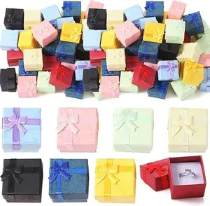 48 Pcs Assorted Color Cardboard Material Jewelry Gift Boxes - Elegant Boxes with Ribbons and Bowknots - Ideal for Birthday, Office Stationery Gift Wrapping