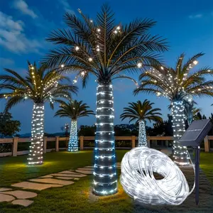 Outdoor Solar Powered White PVC Tube Lights, Waterproof Christmas Garden Decoration LED String Lights, Copper Wire Colorful Atmosphere Lighting, Outdoor Decorative Lights