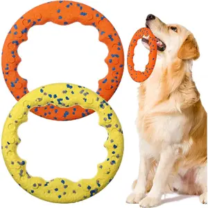 2 count 9 Inch  Ring   Flying Discs  Ring Water Floating Fetch Toys Puppy Floating Pet Chewers for Throwing Catching Medium Large Breeds