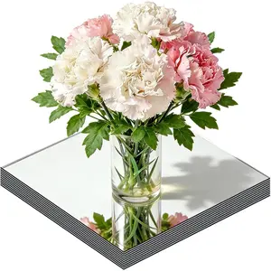 10Pack Square Mirror Centerpieces for Table, 8" Mirrors for Centerpieces, 2mm, Acrylic Mirror Plates, Mirror Tray, for Wedding Table, Party Decorations, Ca