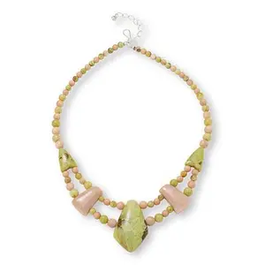 Mine Finds by Jay King Madagascar Green Opal and Peach Stone Necklace
