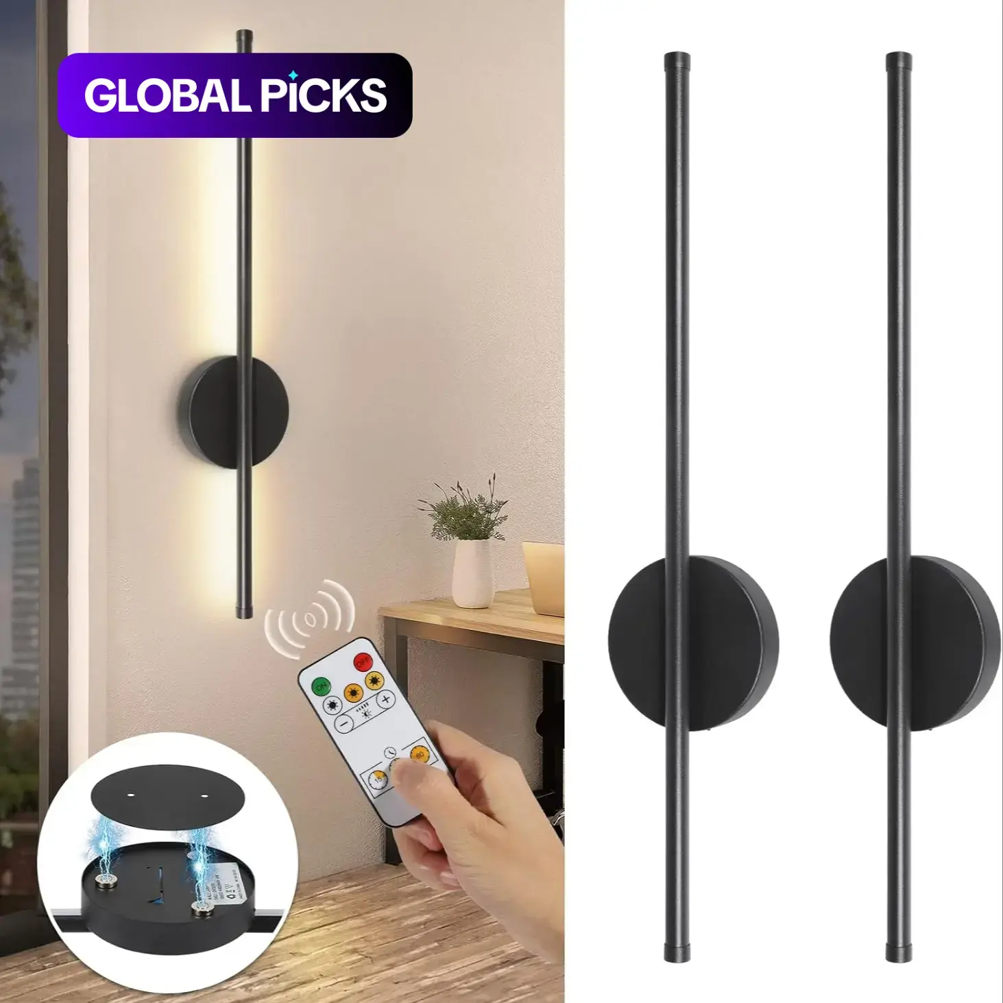 Simple Wall-Mounted LED Light, Rechargeable USB LED Lamp with Adjustable Indoor Lighting, Ambient Dimmable Lighting and Adjustable Brightness, Modern Mood Lighting for Bedroom, Study and Hallway, Rechargeable Wall Sconce and Night Light #GLOBAL PICKS