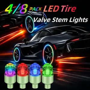 QIFOR LED Wheel Hub Lights, Flashing Lights, and Tire Valve Cap Lights for Cars, Trucks, Motorcycles, and Bicycles,4/8pack