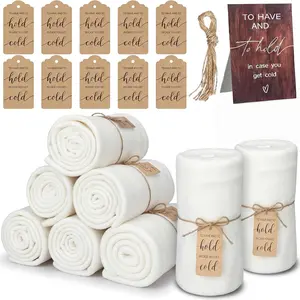 8 count Soft Wedding Fleece Blanket Bulk 50 x 60 Inch Beige Soft Blanket with Tags Desktop Stand  Rope for Guests Sleepover  Slumber Favors Gifts