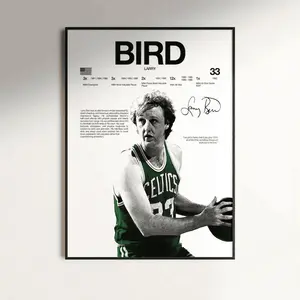Larry Bird Poster Wall Print Basketball Poster Print Sports Decor Boston Celtics Basketball Gift Minimal Posters (No Fra Simple Posters (No Frame)