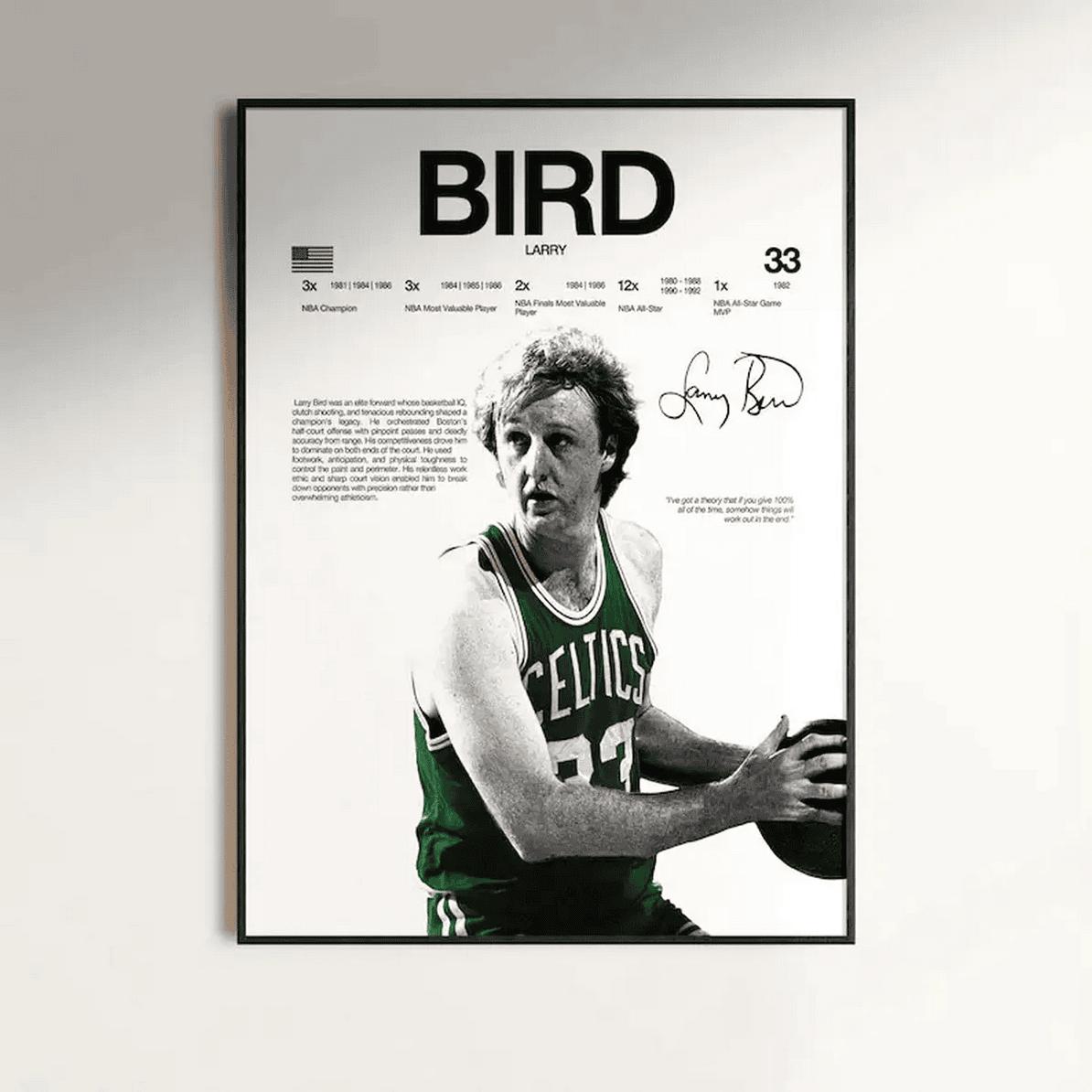 Larry Bird Poster Wall Print Basketball Poster Print Sports Decor Boston Celtics Basketball Gift Minimal Posters (No Fra Simple Posters (No Frame)