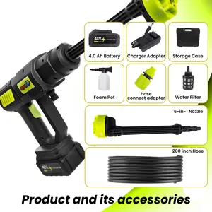 Cordless Pressure Washer, Powerful 30bar Car Washer with Filter, 180° Nozzle, 6-in-1 Spray for Home Outdoor Cleaning, Cordless Pressure Washer for RV, Boat, Garden, Window, Doors