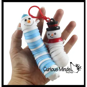 Wiggle Snowman Family Set of 2 Fidget on Clip - Wiggle Articulated Jointed Moving Toy - Unique Winter Christmas