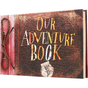 Our Adventure Book Scrapbook Photo Album Travel Journal Book, Retro Style Embossed Cover, Photo Book Kit,Memory Book,Travel Diary