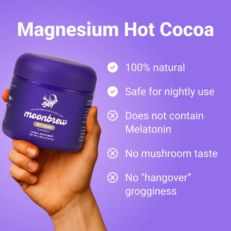 MoonBrew Sleepy Hot Cocoa – Melatonin-Free Magnesium Sleep Drink – Sugar-Free Calm Mix