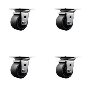 212 MAIN Service Caster SCC-04S311316-SPUR-4 Low Profile Swivel Type Business Machine Caster Set, 3 in. x 1.81 in. Solid Polyurethane Wheel with Roller Bearing
