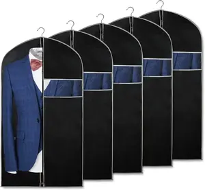Pack of 5 40" Suit Bag Garment Bags for Hanging Clothes, Suit Bags for Closet Storage, Garment Bags for Storage Suits,T-shirts, Jackets and Coats summervibes