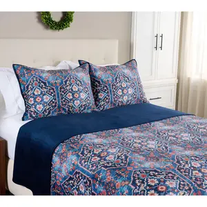 Home Reflections Printed Velvet Coverlet Set- Twin