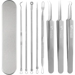 Blackhead Remover Pimple Comedone Extractor Tool, Stainless Acne Tools Pimple Popper Removal Kit, Zit Whitehead Popping Needle for Nose & Face, Rose Gold 4Pcs