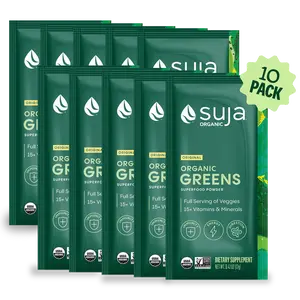 Suja Organic Greens Superfood Powder Trial Pack (10ct) - 40+ Functional Ingredients, Greens, 15+ Vitamins & Minerals, Probiotics, Adaptogens