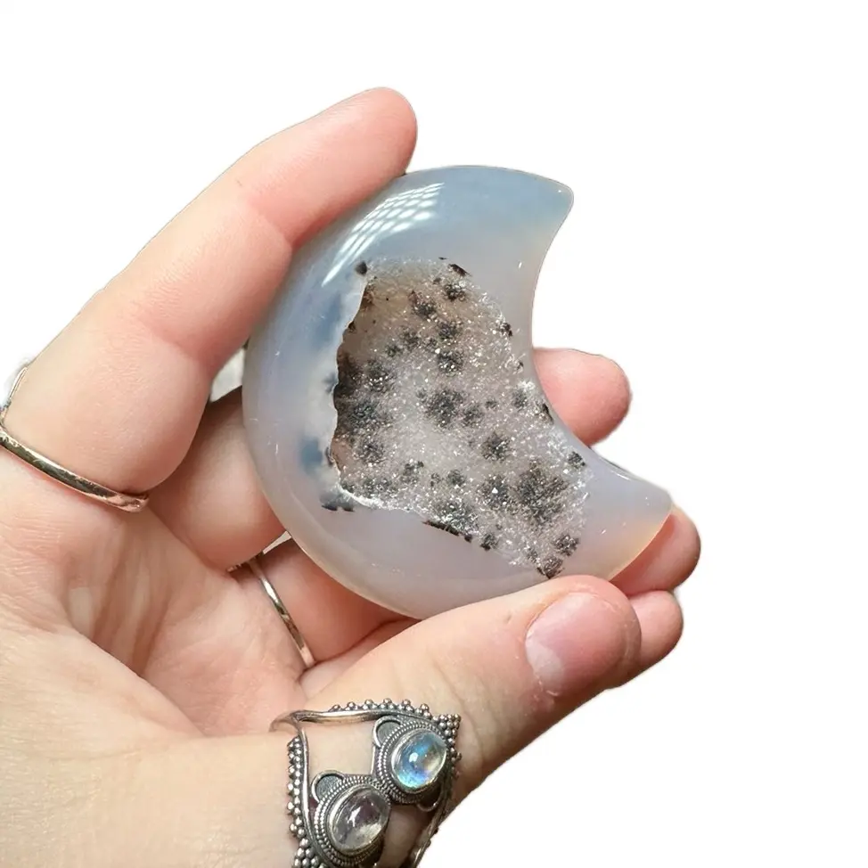 Druzy Agate Moon - Natural Stone for Home Decor