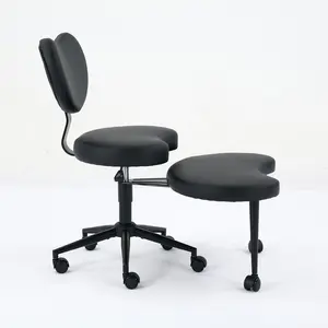 Meditation Chair Plus - Polyurethane Cross-Legged Desk Chair with Wheels, Lumbar Support, Adjustable Stool, Modern Flexible Design, Cushion for ADHD Fidgety Sitters (Max 250 lbs)