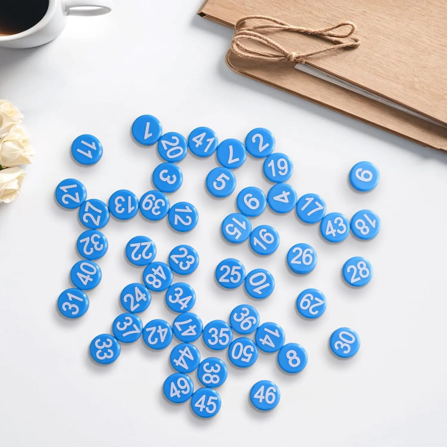 Magnetic Numbers 1-50, 0.8" Round Dry Erase Board Magnets for Fridge Calendar Whiteboard Home Classroom Office Supplies Blue Premium Plastic Strong Magnetic