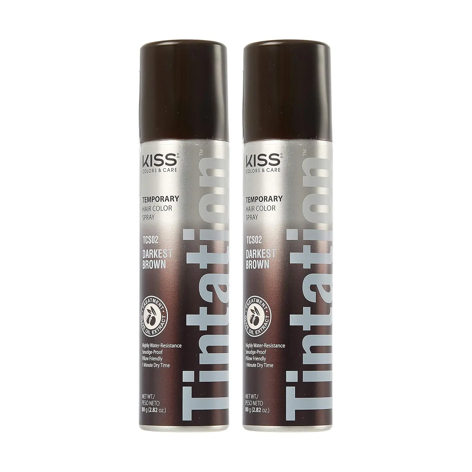 2 Pack Tintation Color Spray TCS02 Darkest Brown Haircare Temporary Hair Dye Ombre Colored Hair