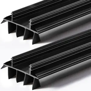 2 count Replacement Door Bottom with Vinyl Fins 36" Long 1 3/4" Wide Threshold Seal Bottom of Door Weatherstrip Kerf Weather Stripping for 7/8" Between Barbs (Black)