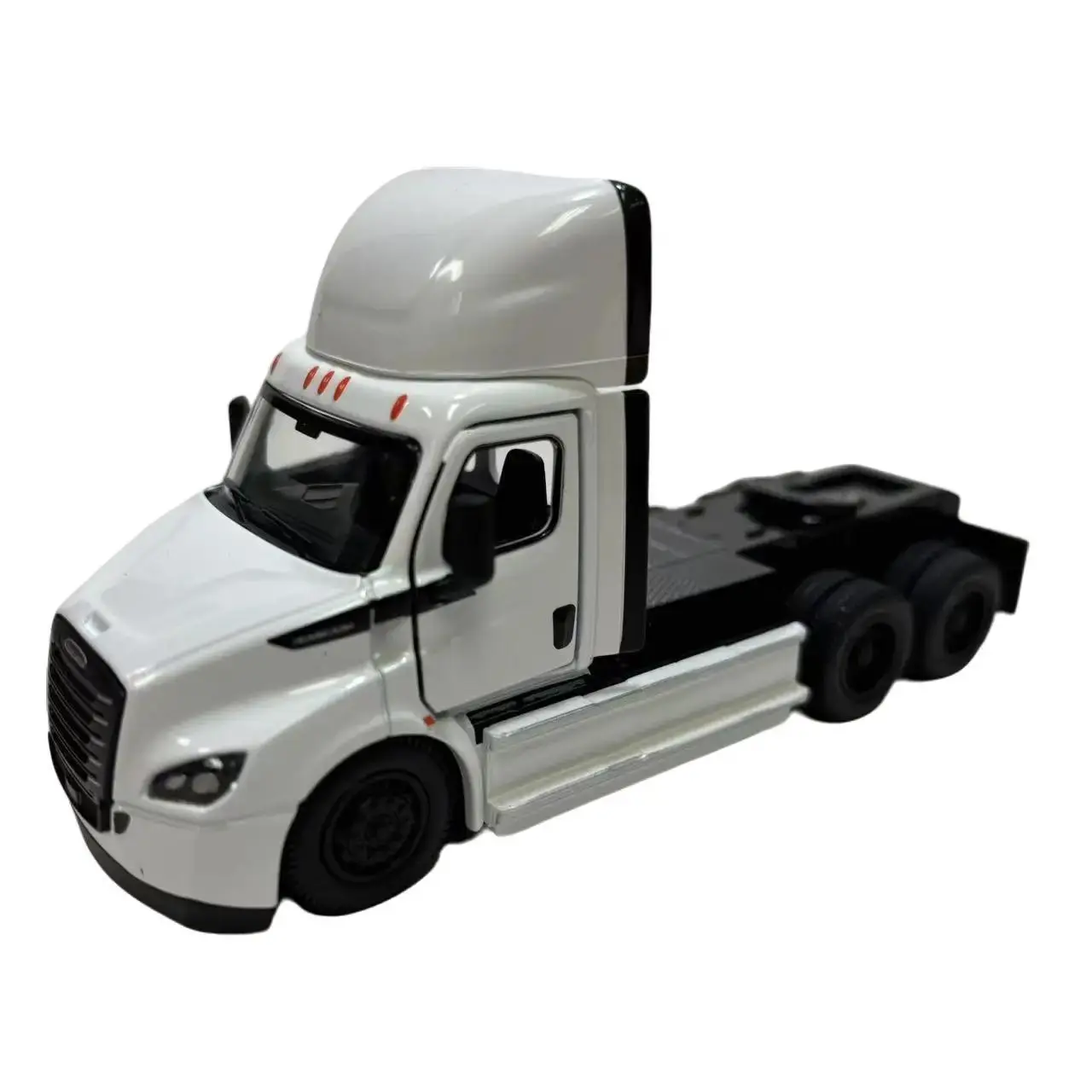 KINSMART 1:62 Scale White Freightliner Cascadia Diecast Model Truck with Openable Doors & Pull Back Action Officially Licensed Product