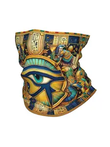 Egyptian Pharaoh Anubis Hieroglyphic Bandana - Thin Multi-Use Neck Gaiter, Scarf & Headwear Wrap - Egyptian Cultural Accessory for Outdoor, Costume Parties & Daily Wear - Historical Style Cover