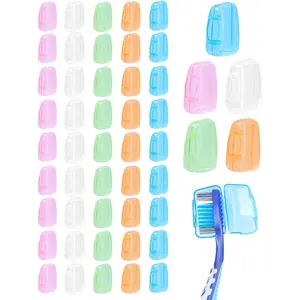 AIAG 40 Pack Travel Toothbrush Head Covers, Toothbrush Protector Cap Brush Protective Portable Plastic Clip for Household,Travel, Camping, Bathroom, School, Business
