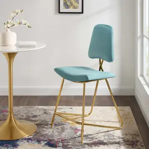 Modway Ponder Performance Velvet Counter Stool in Sea Blue