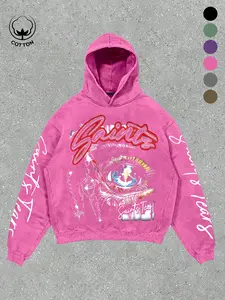 Men's Multicolor Graphic Hoodie, Saint Tear Dark Religion Print, Fitted Long Sleeve, Casual Fashion for All Seasons