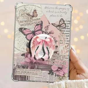Angel Wings Pink Coquette Bow Girlie Magnetic Grip For Phone Kindle Accessory, Kawaii Gift Aesthetic Reader Kindle Popgrip Stand sticky Library Card mount accessories Flower-Shaped Multi-Functional holder Universal Adjustable Car