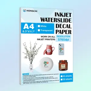 A4 Inkjet Transfer Paper Waterslide, High-Quality Transparent Film, Compatible with All Inkjet Printers, Ideal for DIY Projects & Commercial Use