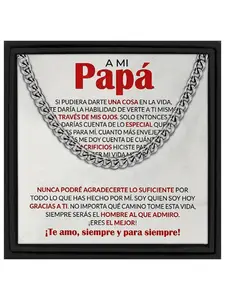 To My Dad Stainless Steel Cuban Chain Necklace with Message Card and Gift Box Birthday Father's Day Present, Sentimental Son/Daughter to Dad Jewelry