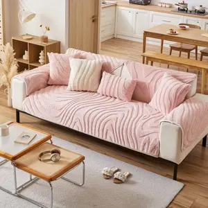 Solid Color Striped Pattern Sofa Cover, 1 Count Non-slip Soft Comfortable Sofa Cushion Cover, Sofa Protector for Home Living Room, Bedroom, Sofa Slipcover