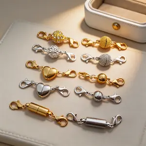 12 Pack Magnetic Necklace Clasps and Closures Necklace Jewelry Extender with Strong Magnet Magnetic Gold and Silver Plating Gift Stainless Steel Charm Beads And Accessories Pearls Beading