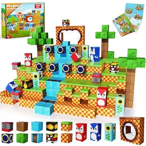 100pcs Magnetic Building Blocks Set, Adventure Theme Creative Construction Kit, Suitable for Kids Ages 3+, Christmas Party Birthday Gift