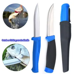 Stainless steel floating fishing knife with knife sheath, kitchen fish filleting knife, outdoor fishing, camping, portable multi-functional knife