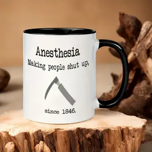1pc -Themed Funny Anesthesia Scalpel Mug - 11oz (360ml) Ceramic Coffee Cup with Scalpel & Anesthesia Needle - Gift for Doctors, Nurses, Anesthesia Techs
