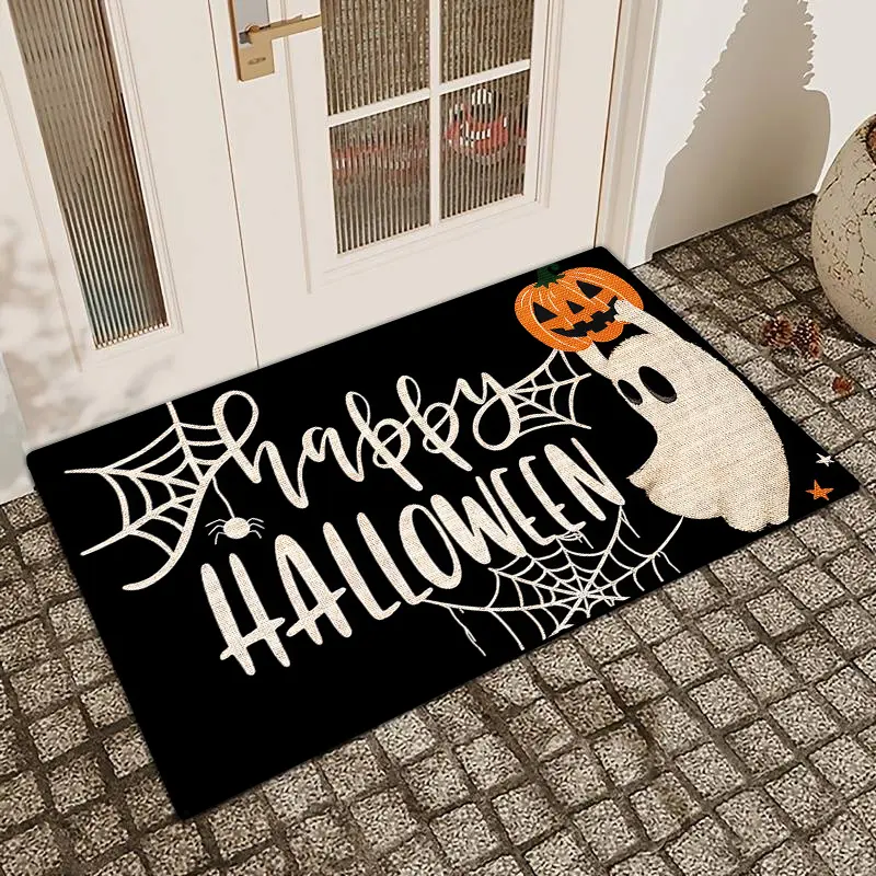 1 Pc Halloween Ghosts And Pumpkin Lanterns Diatom Mud Anti Slip And Water Absorbing Entrance Door Mat Indoor And Outdoor Door Mat Kitchen Dining Room Bathroom Bedroom Decoration Holiday Home Decor Inside Entrance Doormat Entry Door Mat