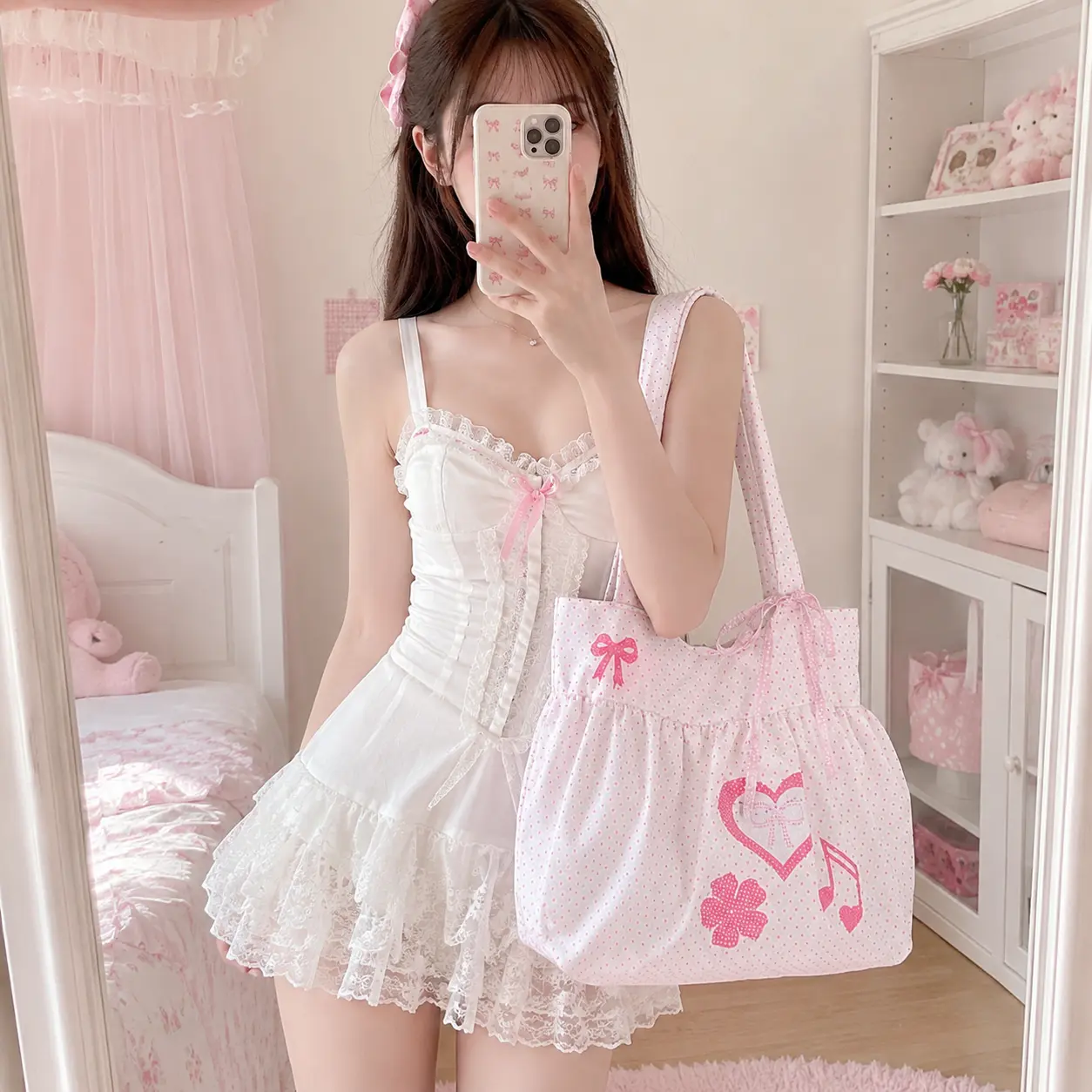 Cute Pink Shoulder Bag Coquette Aesthetic Tote Bag Kawaii Y2K Purse Large Capacity Everyday Soft Girl Handbag with Magnetic Closure Shoulder Bag Cute Gift, YM36