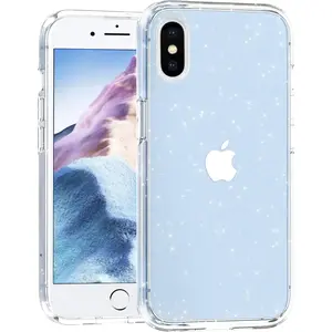 Entronix Glitter Clear Case for iPhone XS Max, Crystal Clear Sparkly Bumper Cover Smartphone Cellphone Protective Transparent