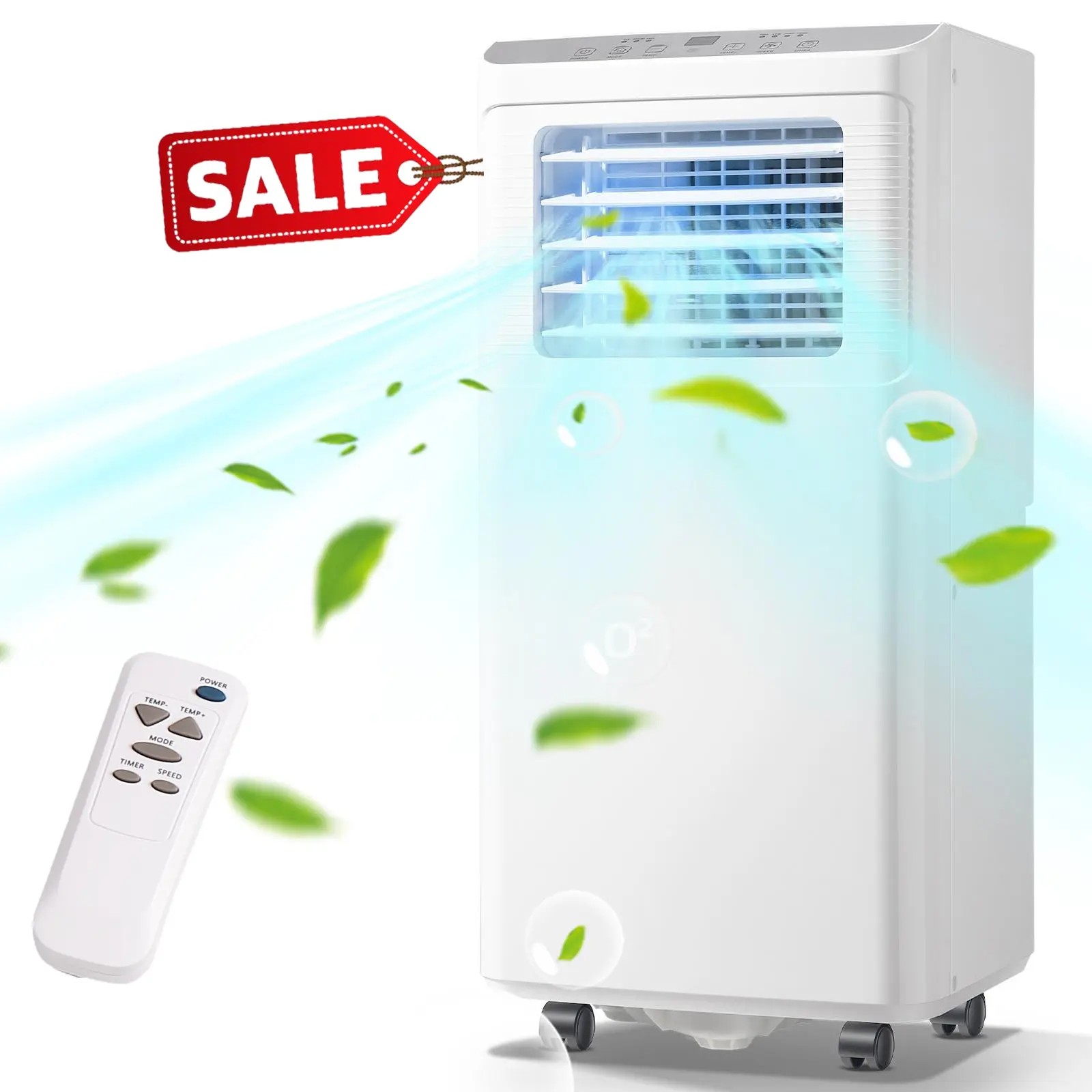 WANAI Compact Portable Air Conditioner - 8,000 BTU ASHARE, 4-wheel Easy Move, 13x11.1x31.3", Built-in Dehumidify Mode & Fan, Remote Control, Window Installation Kit, High-Density Foam, WAP1-08C