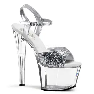 7 Inch Heel SKY-310 Silver Glitter
