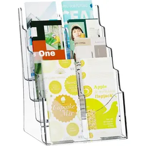 VEVOR Acrylic Brochure Holder 8.5x 11 inch, 4 - Tier Clear Acrylic Literature Display Stand, Plastic Literature Organizer Flyer Stand Removable Divider for Office Exhibition, Countertop or Wall MountVEVOR Super Brand Day